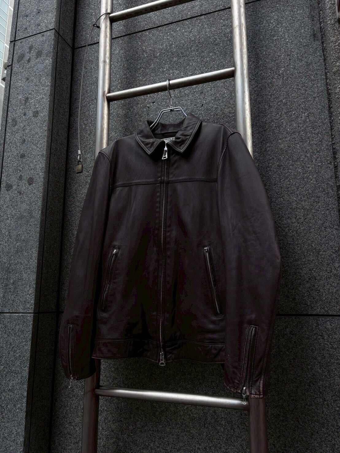 00s KATHARINE HAMNETT lamb leather wzip single riders jacket/00