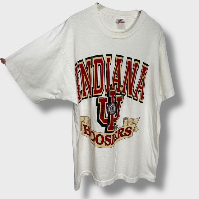 90s USA製 インディアナユニバーシティ カレッジロゴTシャツ ホワイト L