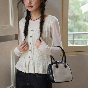 button peplum knit vest m-0045