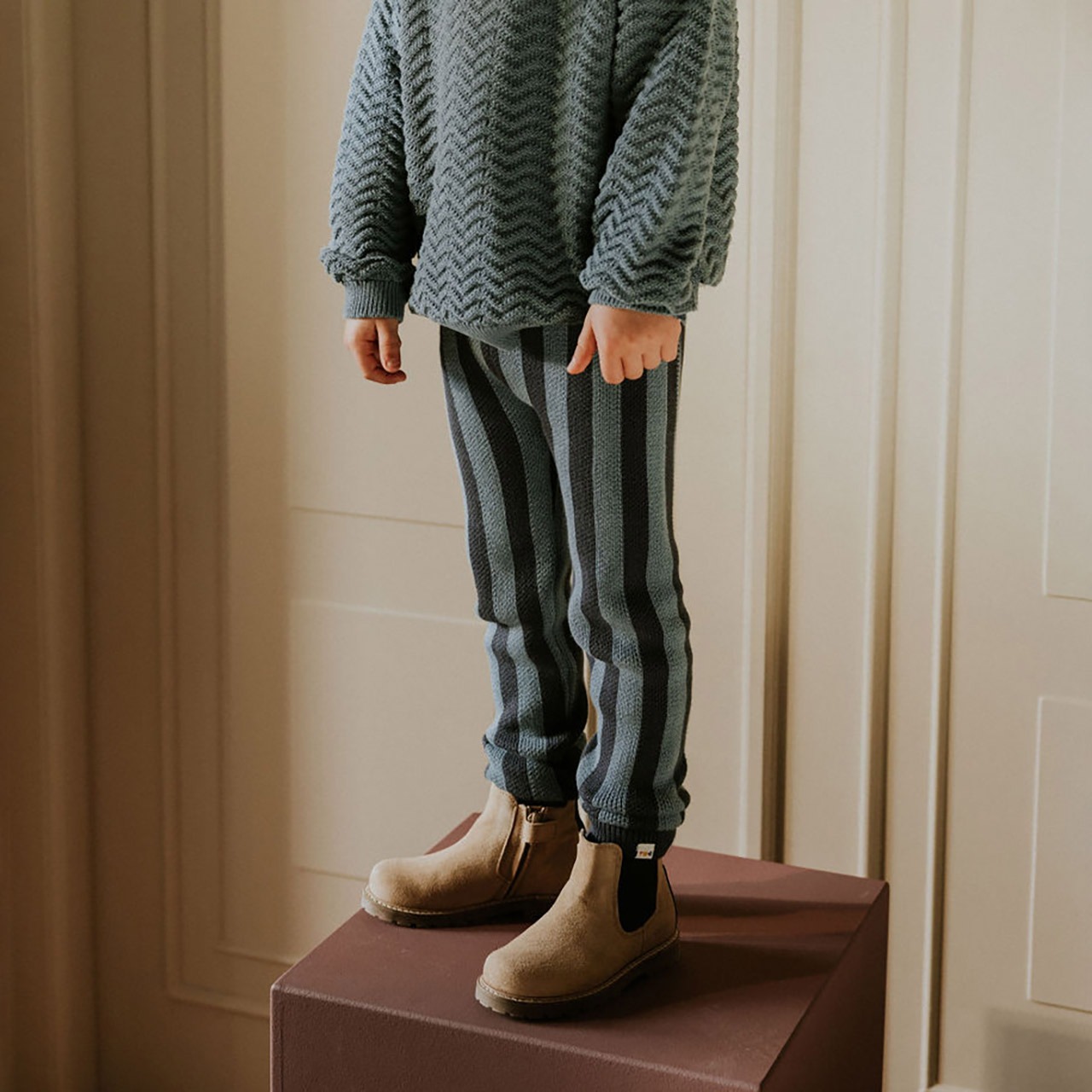 ＜YUKI KIDSWEAR＞ニット レギンス Stripes Knitted Leggings-Blue Monday - 4