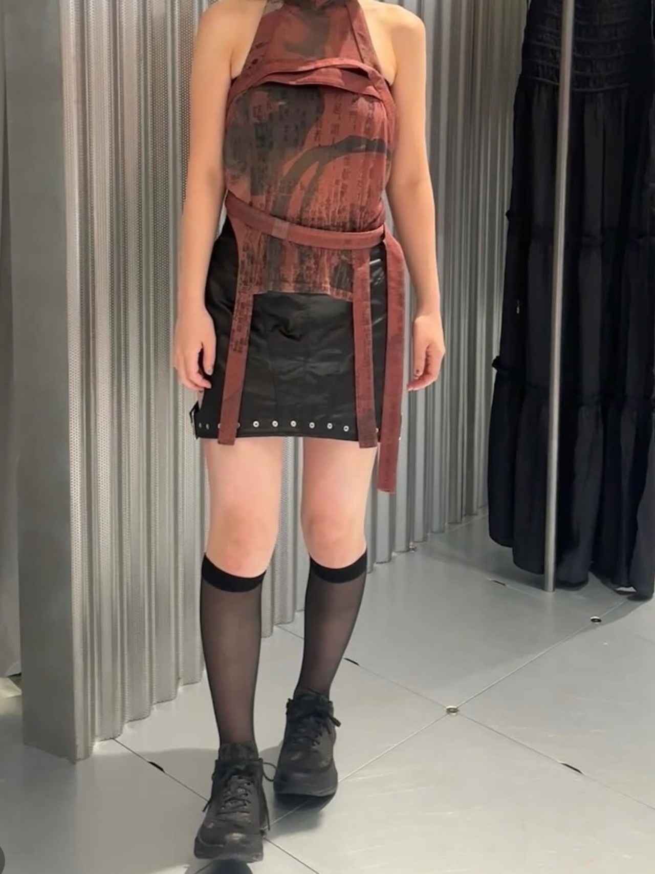 【25SS】FETICO フェティコ / FAUX-LEATHER SATIN MINI SKIRT / エコレザーサテンミニスカート - 2