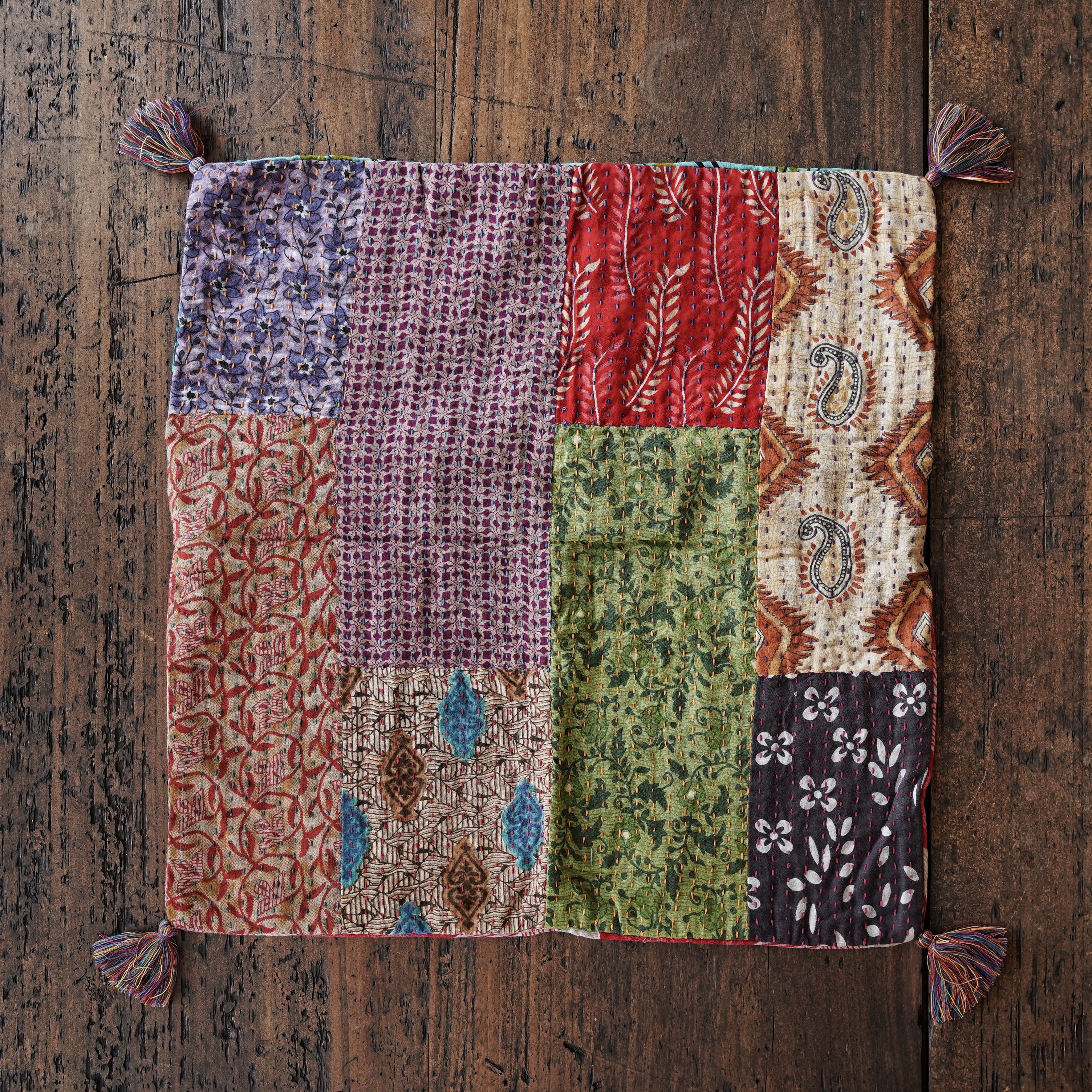 リサイクルサリーパッチワーククッションカバー【C010】/People Tree