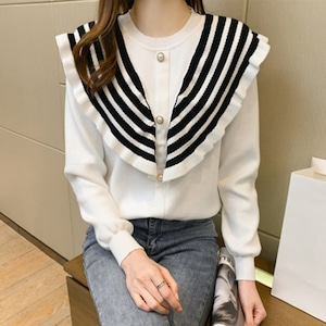 ボーダーカラープルオーバートップス　　2285