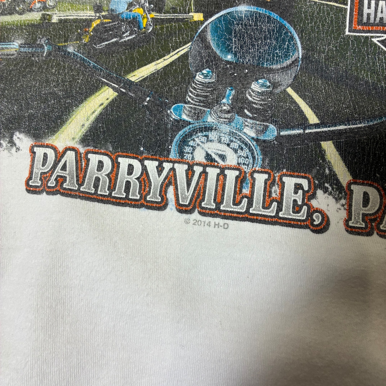 メキシコ製 Harley-Davidson ビッグサイズロンT 袖プリント 白