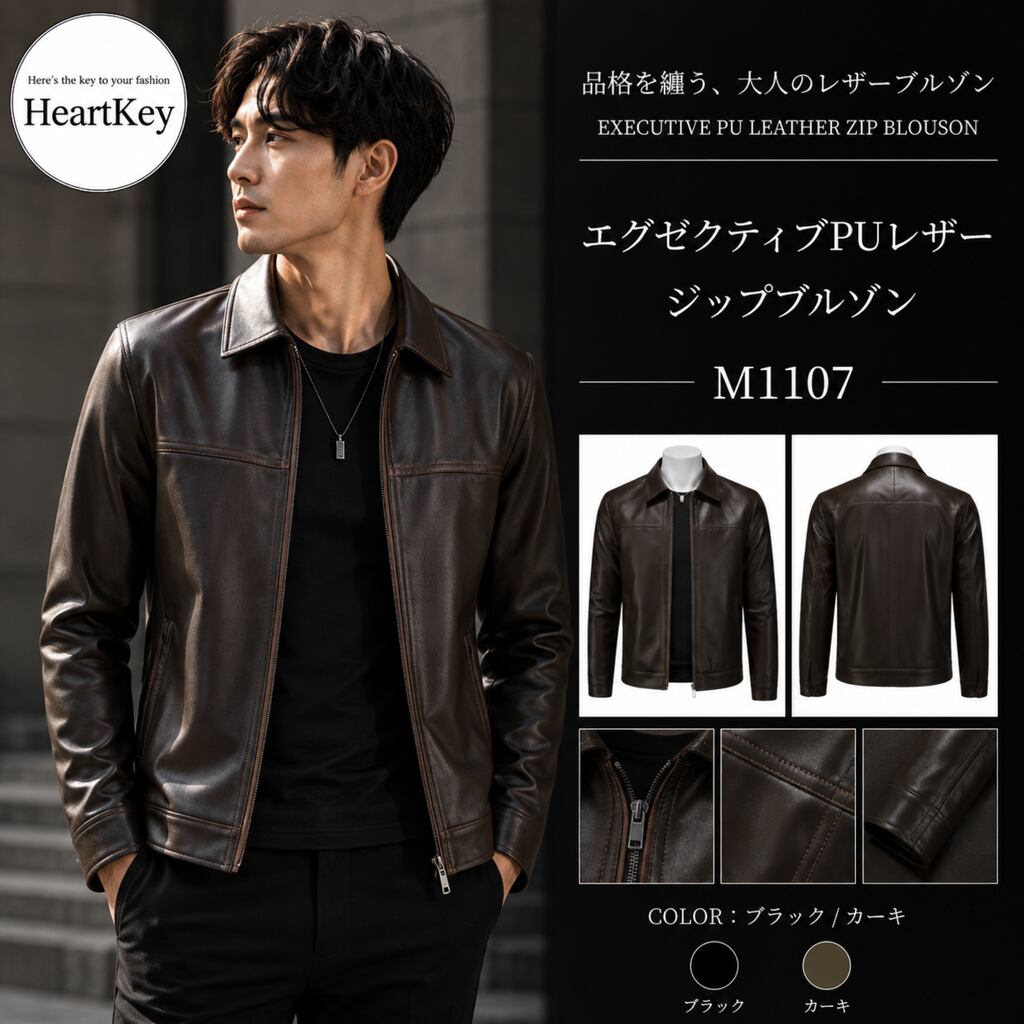 エグゼクティブPUレザージップブルゾン M1107