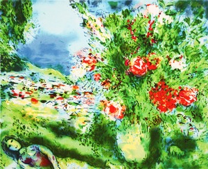 マルク・シャガール絵画「風景画」作品証明書・展示用フック・限定375部エディション付複製画ジークレ