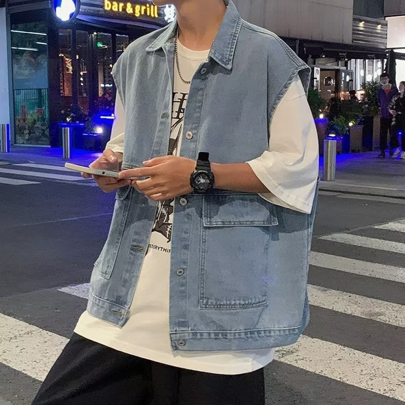 韓国通販 dgo】ユニセックス 2colors ウォッシュドデニムベスト