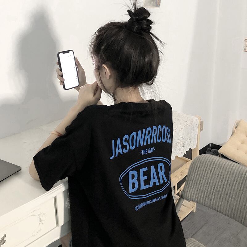 Tシャツ シャツ サマー薄手バックプリントルーズ コットン 夏物 萌量不足98130273472