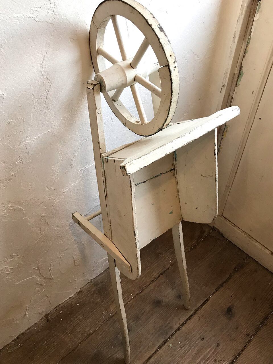 フランス アンティーク ホワイト ペイント カート 手押し車 花車