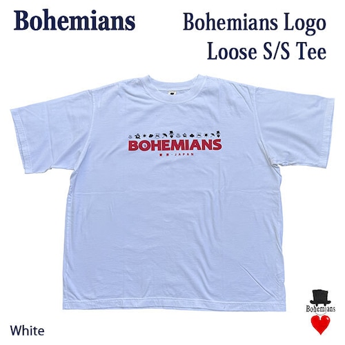 BOHEMIANS LOGO PRINT S/S LOOSE TEE WHITE ボヘミアンズ ロゴ プリント 半袖ルーズTシャツ ユニセックス 日本製
