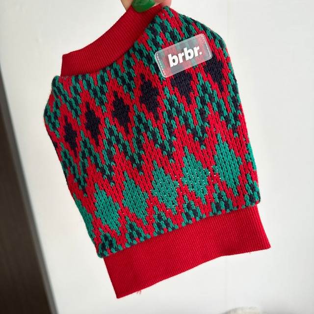 color pattern knit(red)