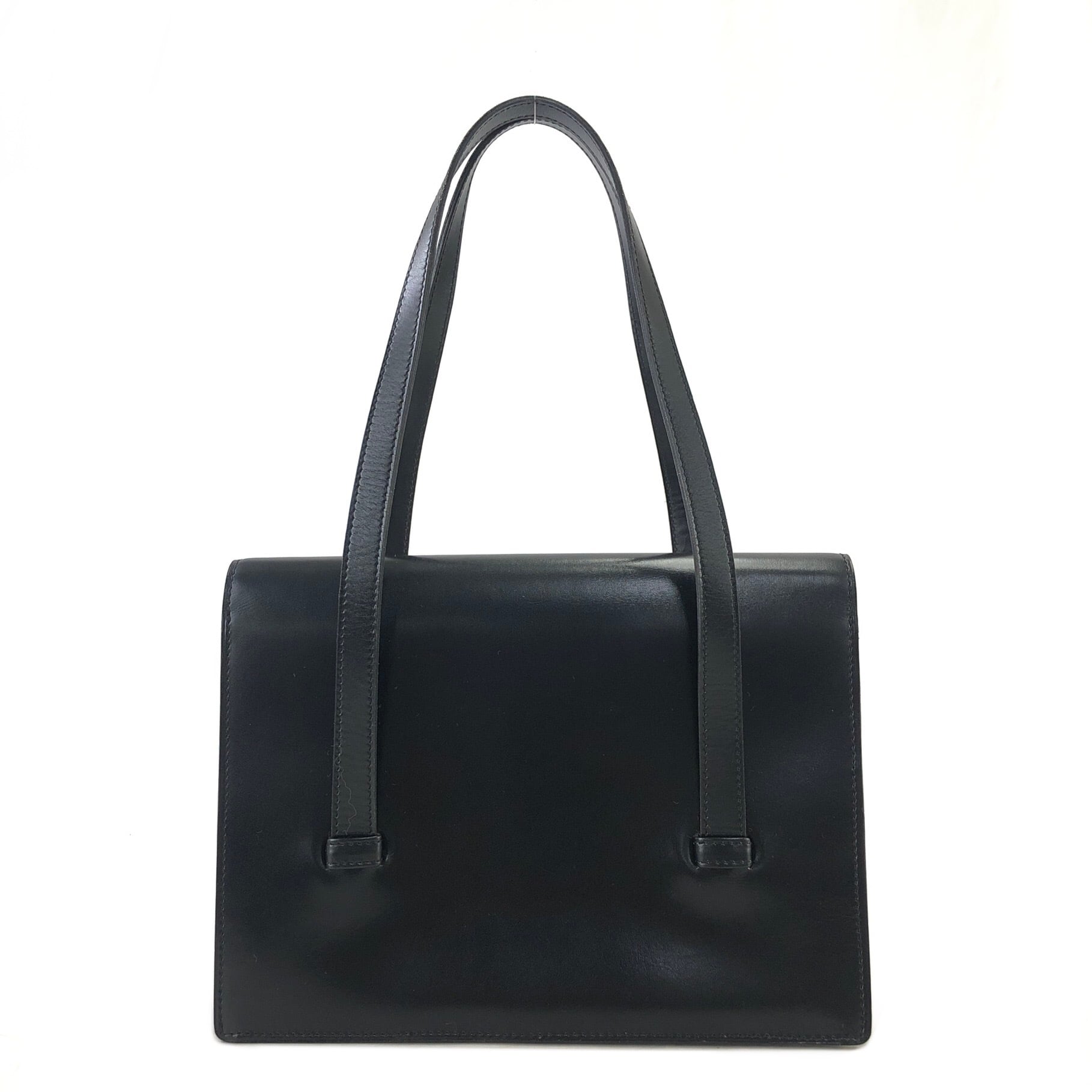 CELINE セリーヌ トリオンフ レザー フラップ ハンドバッグ ブラック