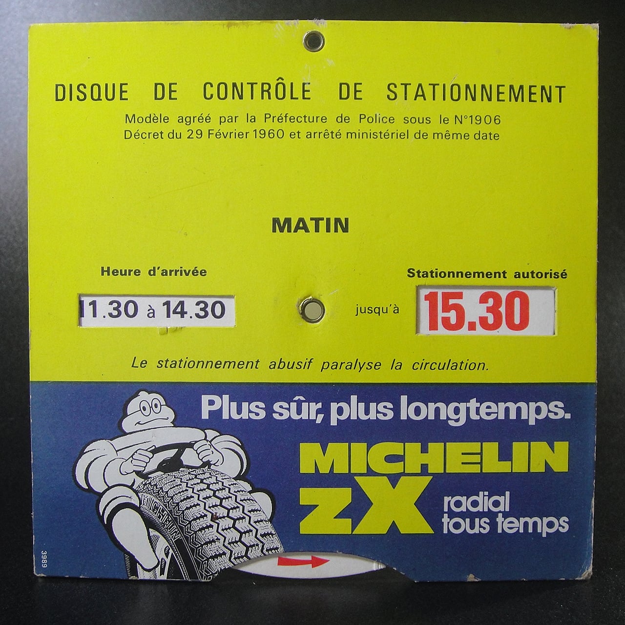 70'sフランス ミシュランタイヤ広告パーキングコントロールディスク