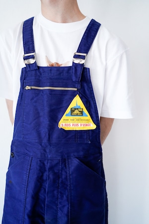 【1950-60s, Deadstock】"Le Mont Saint Michel" Cotton Twill Overalls / 406m