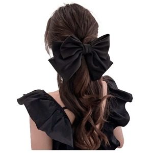 【人気】FASELE ヘアクリップ バレッタ ヘアピン 大きめ蝶結び エレガント 三層 JK 上品 優しい 髪飾り 女性 シンプル 優雅的 おしゃれ 日常 通勤通学 誕生日 発表会 結婚式 卒業式 入学式 パーティー 記念日 プレゼント (ブラック)