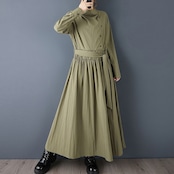 ドレープネック ギャザー ワンピース 00123