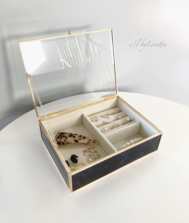 Dark Navy marble jewelry Box  0001