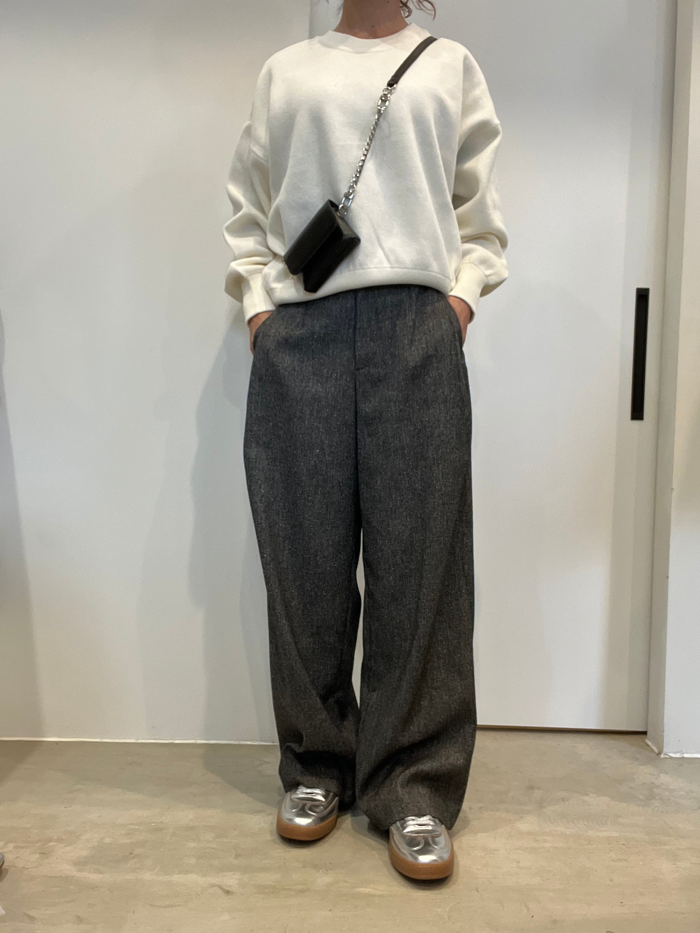 【PASSIONE】セットアップ可　杢ツイード調ツイルタックパンツ　536640