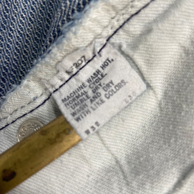 80s Levi's501 ストライプブルーデニムパンツW32L30