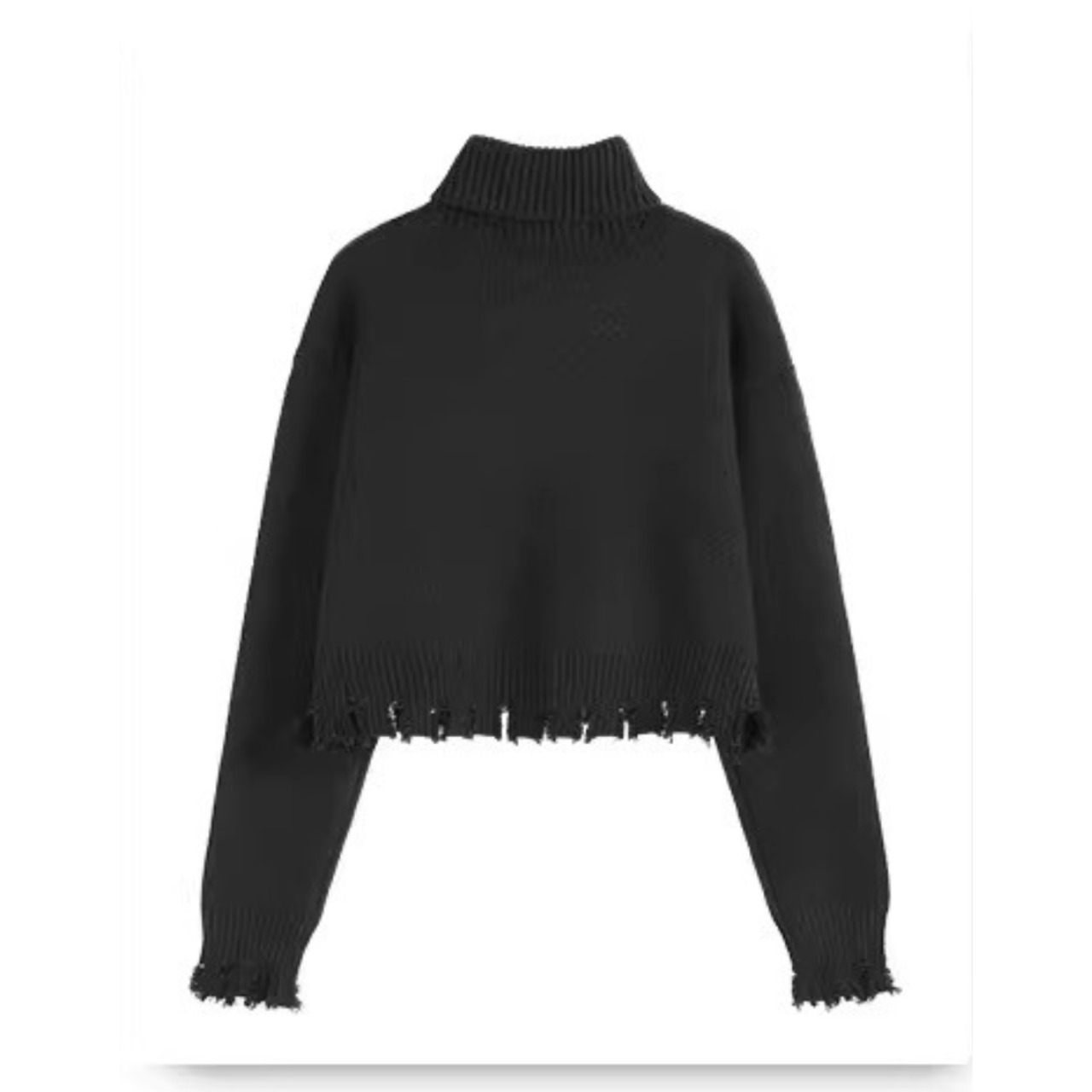 High-Neck Cropped Knit Sweater with Zipper (ME219)