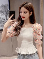 ドットパフスリーブトップス CT0024