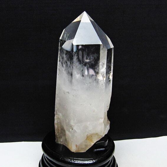 水晶 六角柱 水晶 ポイント 台座付属 置物 原石 一点物 152-4577