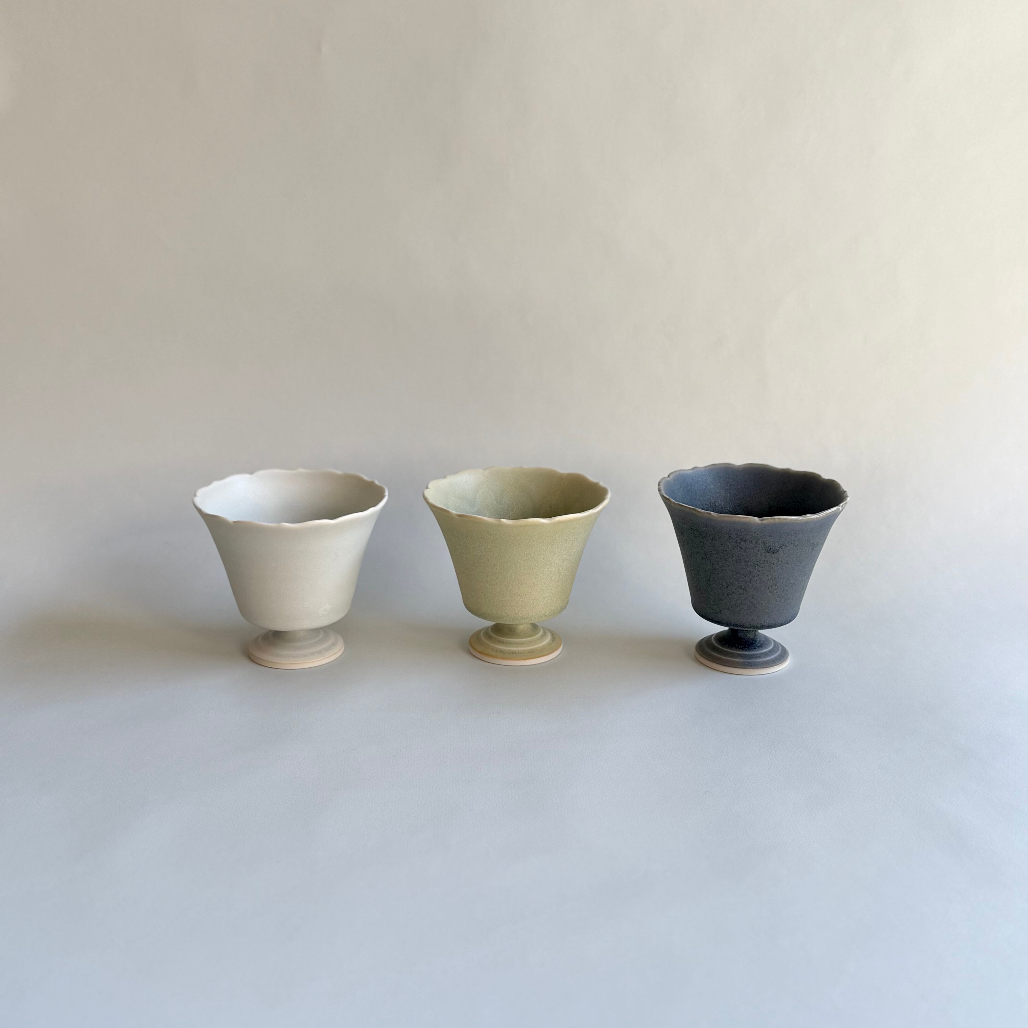 杉原万理江 稜花ゴブレット (ホワイト・グリーン・ブルー)