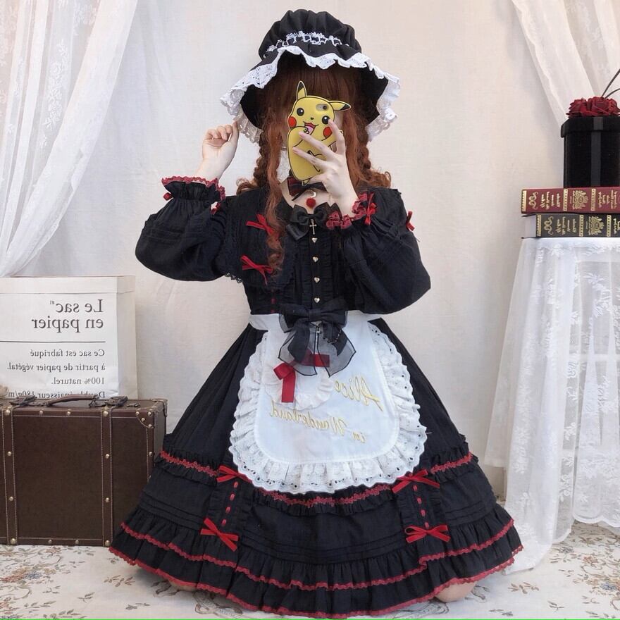 ゴスロリ ドレス 眠り猫 ゴシック ガーリー 甘め 闇かわいい 服｜天使