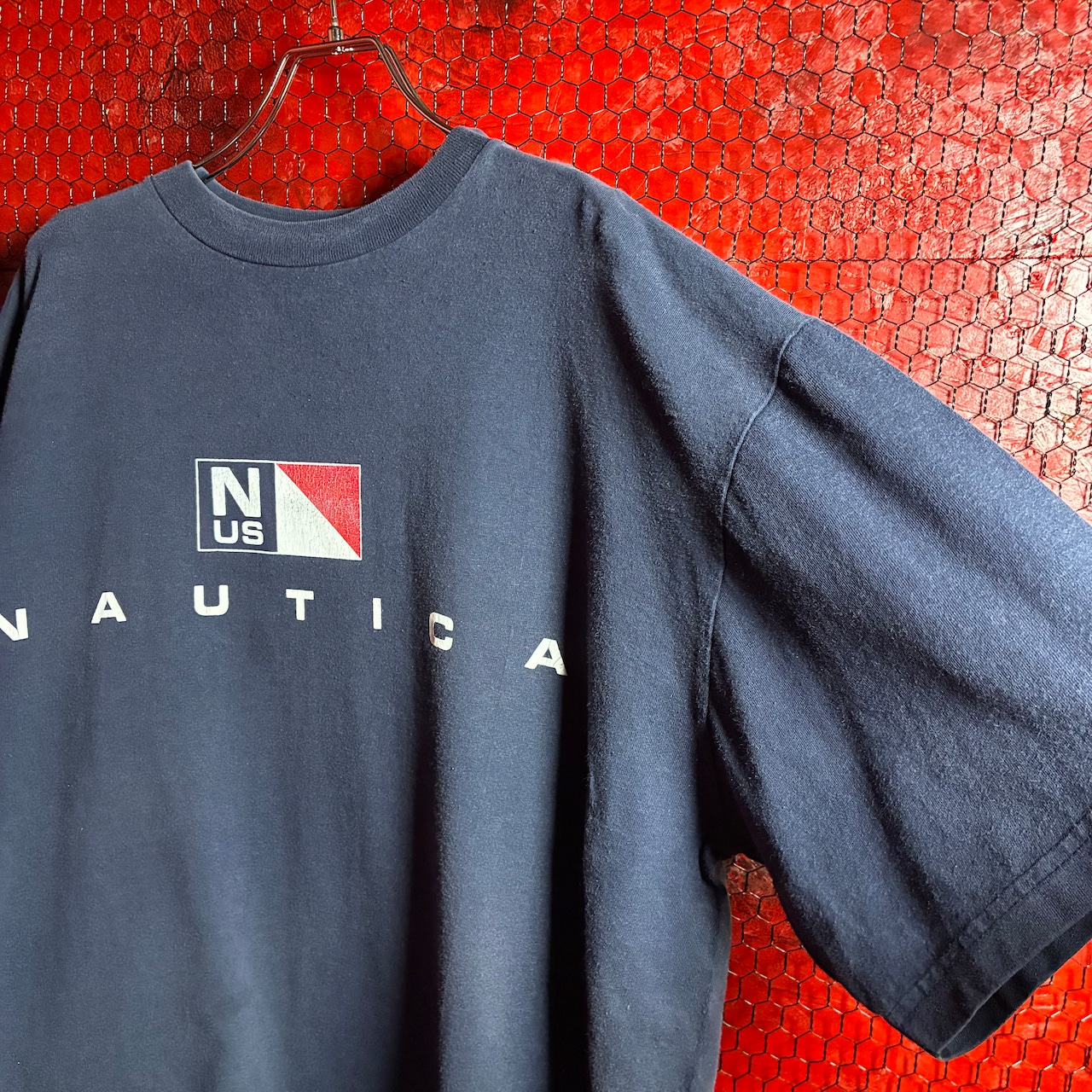 90s USA製 NAUTICA オーバーサイズTシャツ ボックスシルエット ノーティカ ネイビー