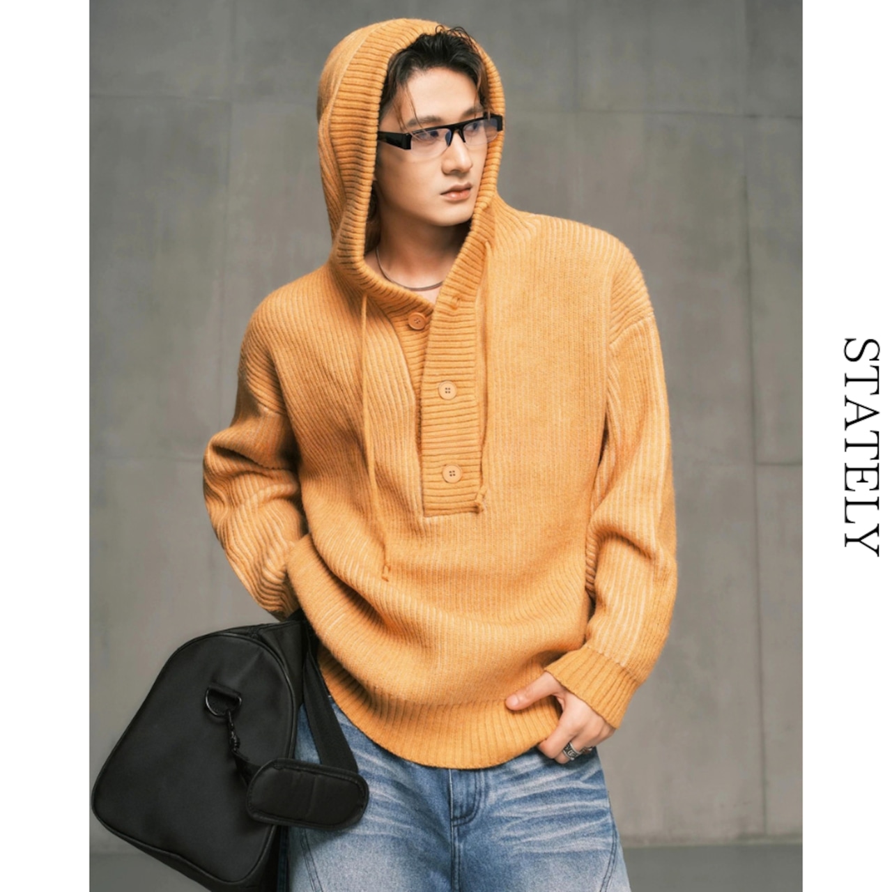 Stripe Hood ニットプルオーバー/3color_T112・画像2