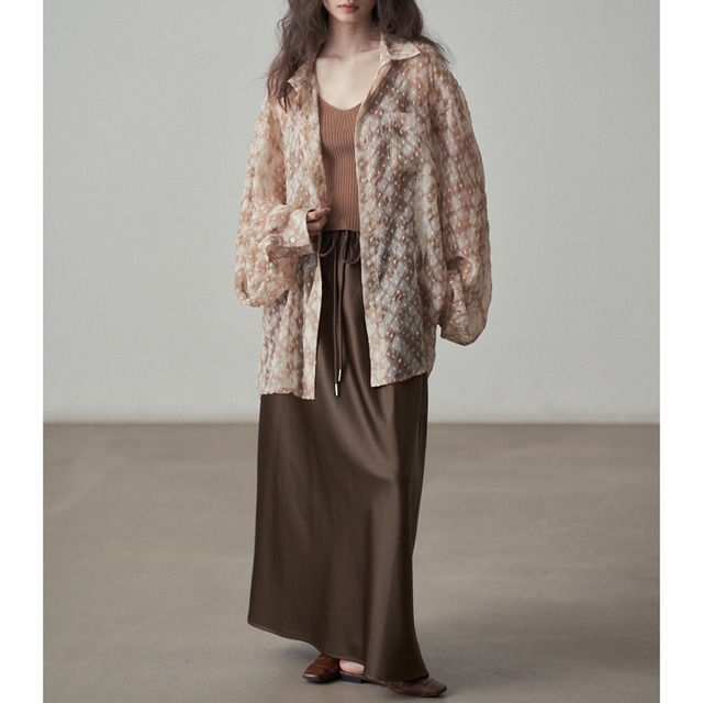 sheer print big shirt 10145