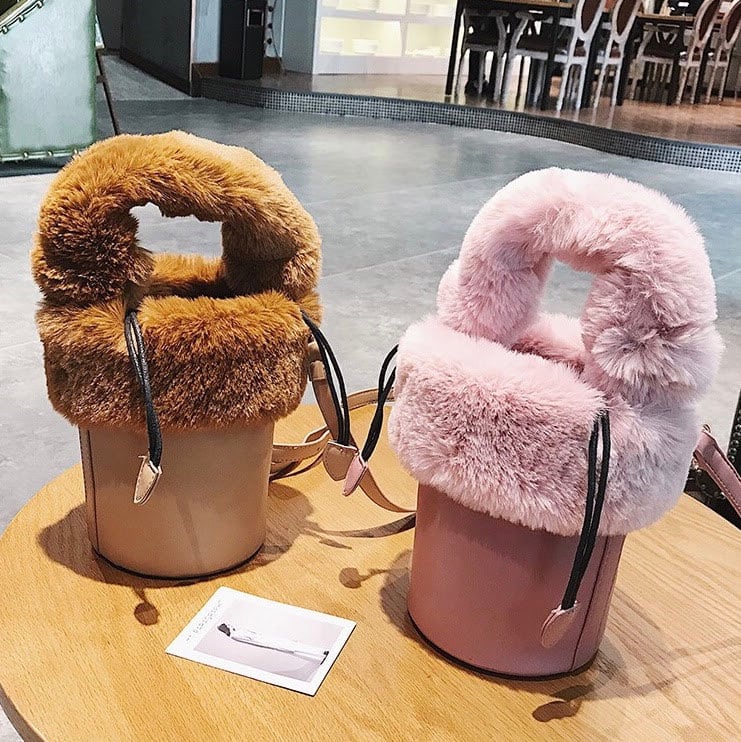 ファー付きバケツバッグ 持ち手ファー ショルダーバッグ 全4色 | LILIANA