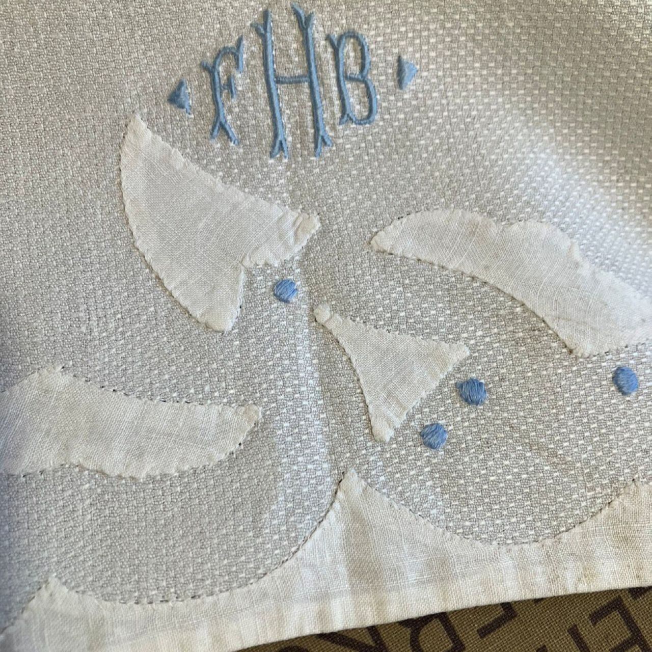 イニシャルキッチンクロス ティータオル 1920 英国アンティーク