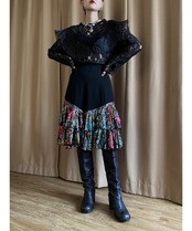 shiny floral frill design skirt-4324-9