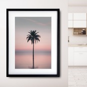 palm tree in the sea｜ヤシの木×海のコラージュアートポスター｜静寂と非日常が漂うリゾートモダンインテリアA2ポスター