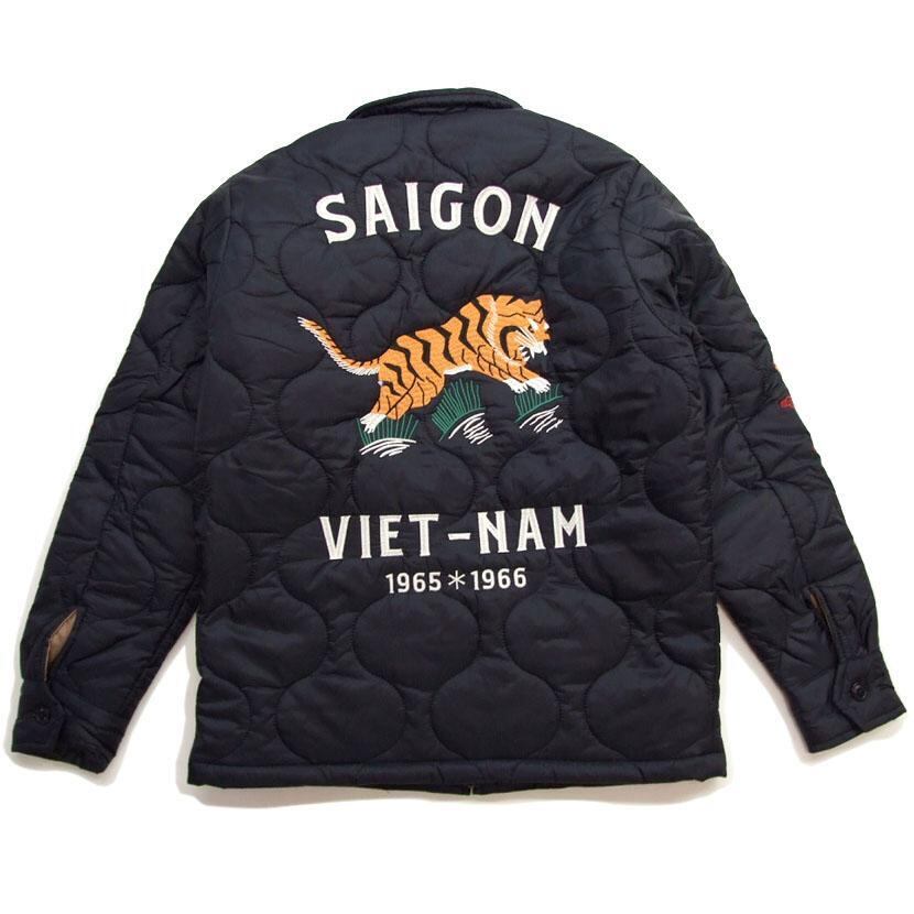 メンズ ジャケット HOUSTON ナイロン リップ ベトナムジャケット　リサイクルシンサレート使用で暖かい キルト 中綿 虎柄 ジップジャケット  51267