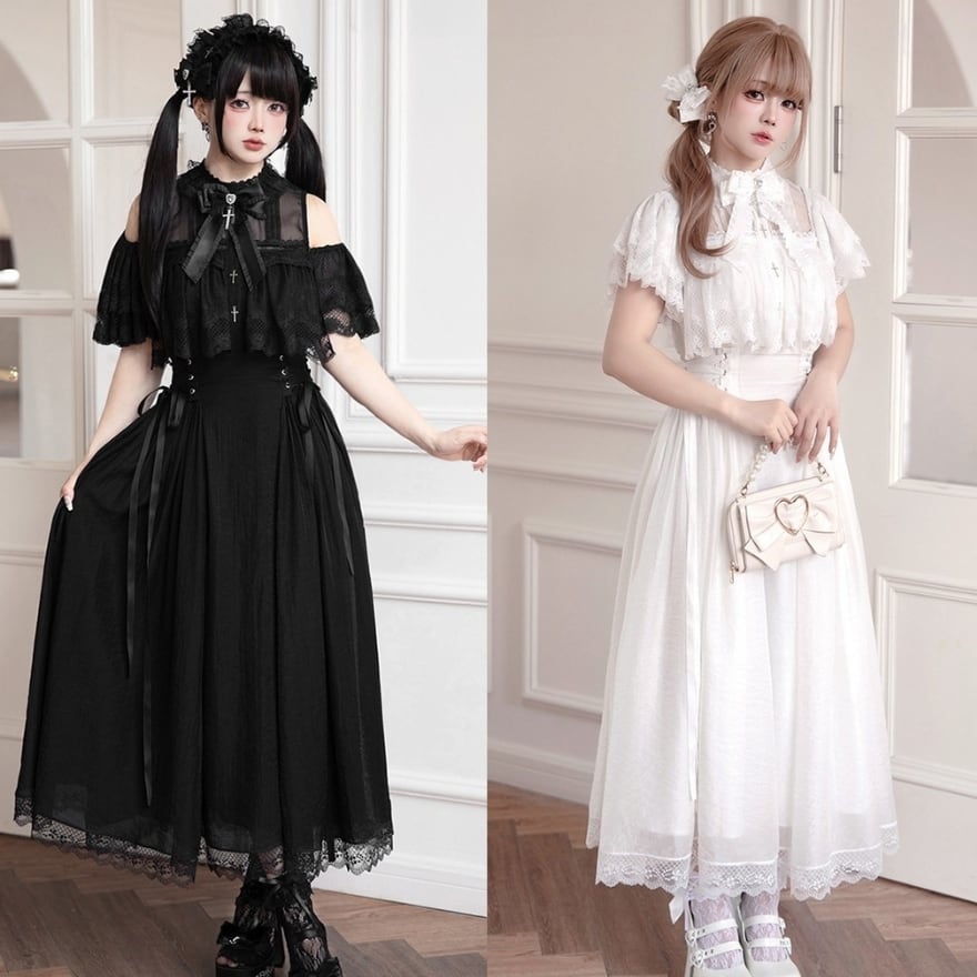 With ゴスロリ ダークプリンセス ワンピース ロング丈 ヘッド