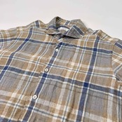 麻100% ANGLAIS アングレー チェック柄 半袖 リネンシャツ サイズ LL /メンズ/ワイドカラー