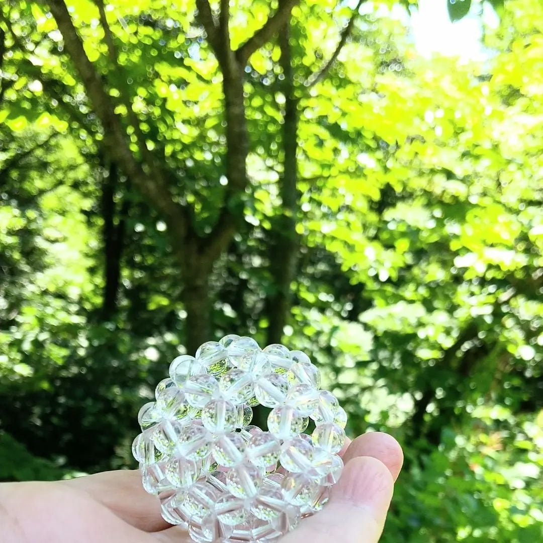 神聖幾何学フラーレン　レインボームーンストーンAA 4 mm 宇宙と繋がる神聖幾何学フラーレン 水晶 直径約4cm | annapuruna