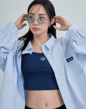 1+1★【muahmuah】SQUARE NECK CROP HALF T-SHIRT - 3COLOR