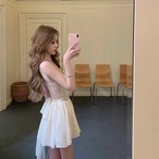 Double-Layer Pleated Lace Dress