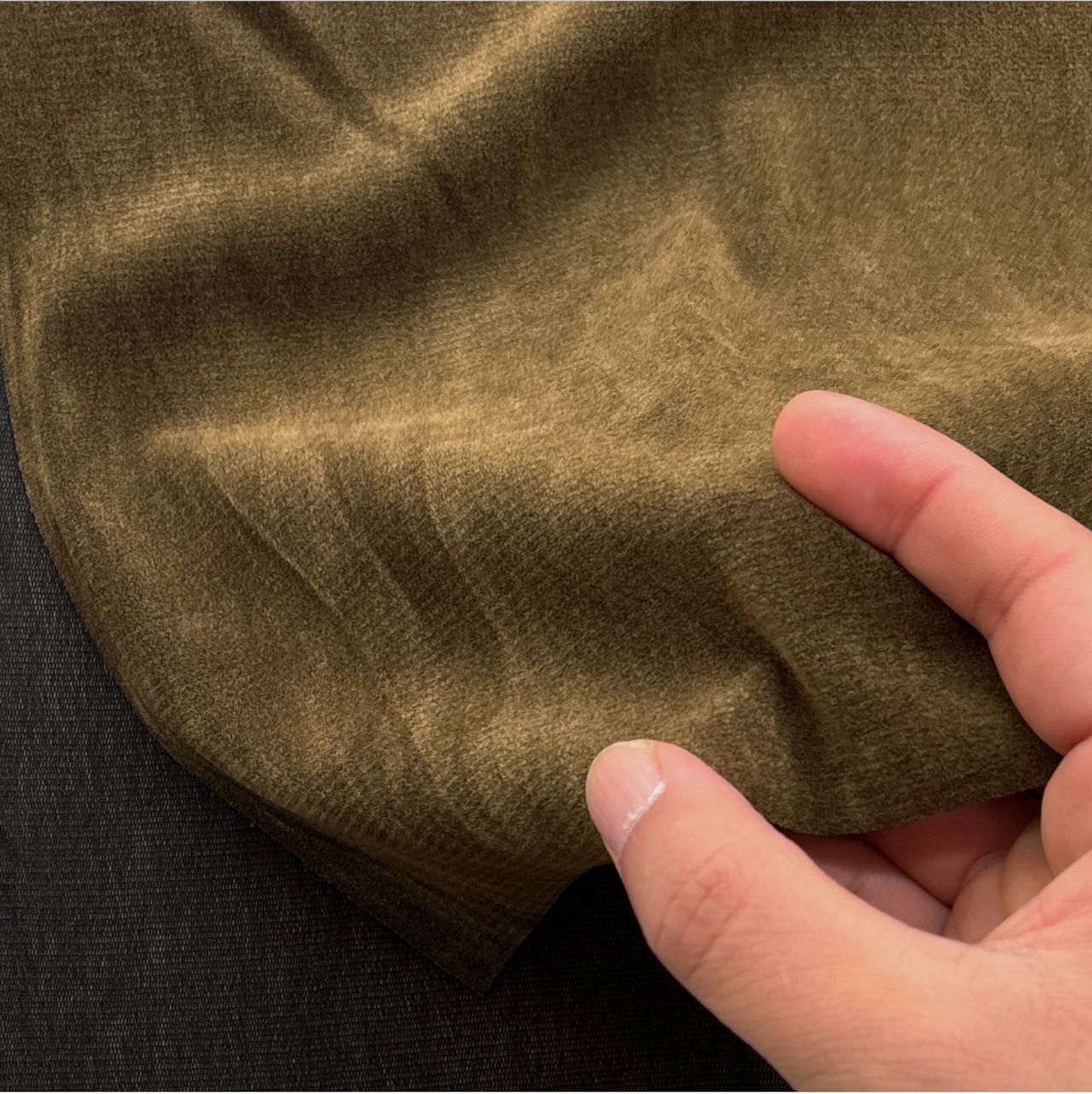 ★NN077◆3m◆ポリエステル100%ベロアパワーネット生地◆カーキ