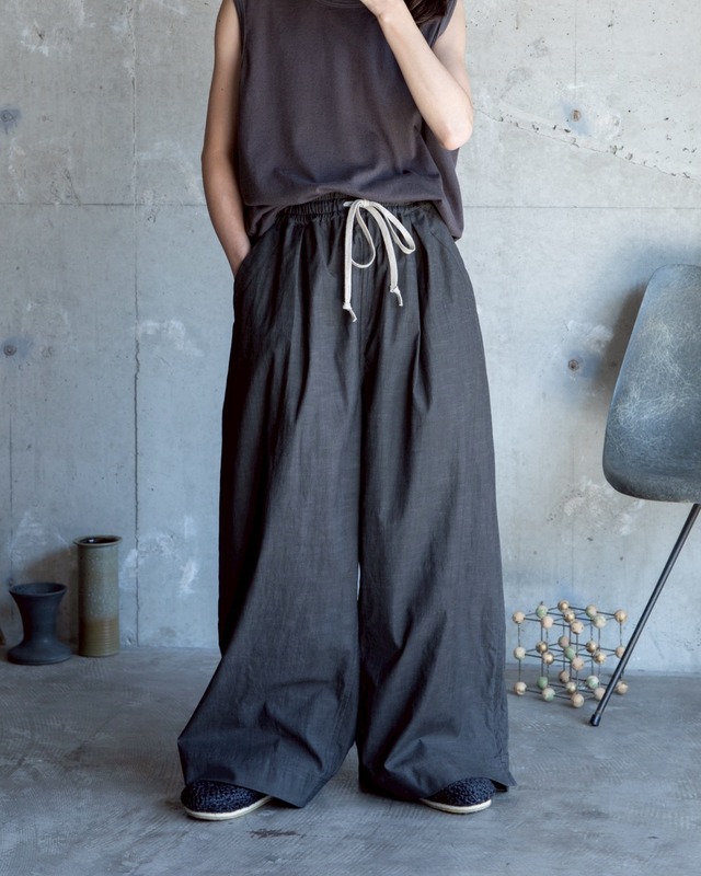 O-project 26SS "EASY WIDE PANT - SUMI DYED SLUB CLOTH" COLOR : DK SUMI