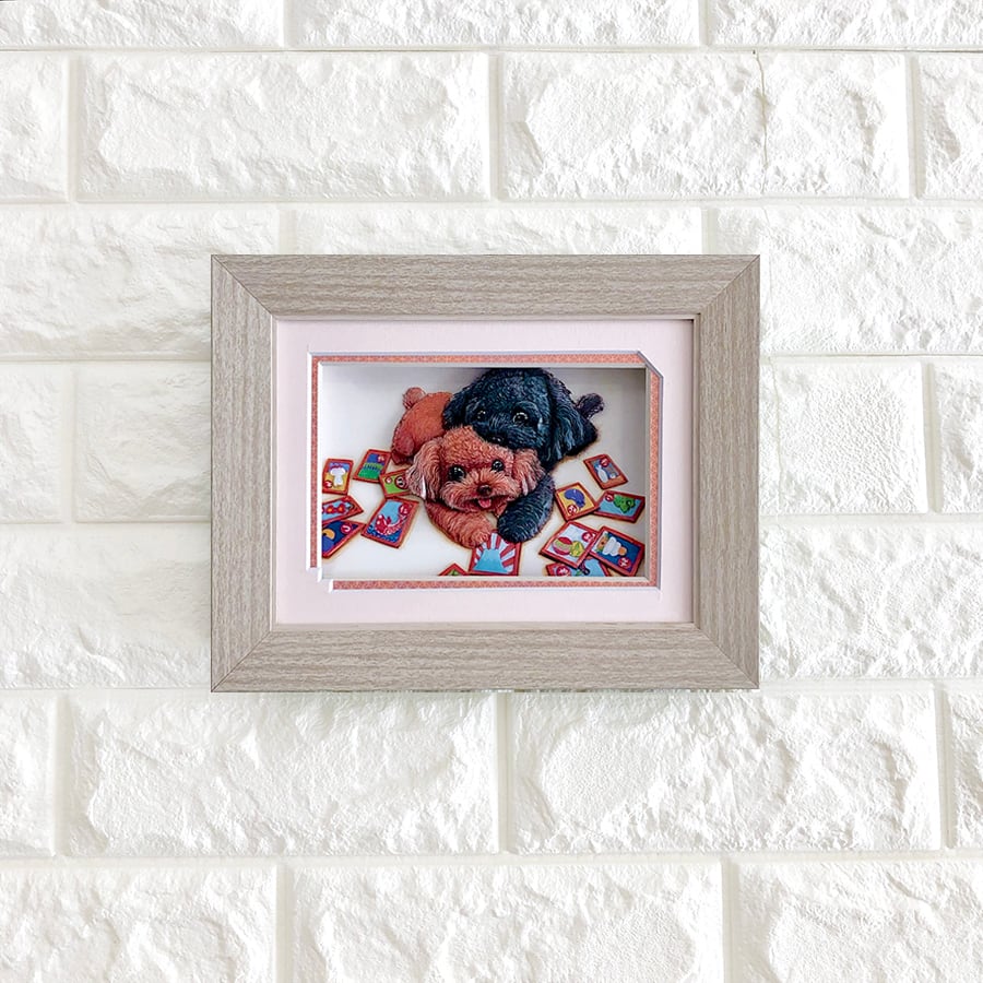 子犬の3Dシャドーボックス 子犬の3Dシャドーボックス