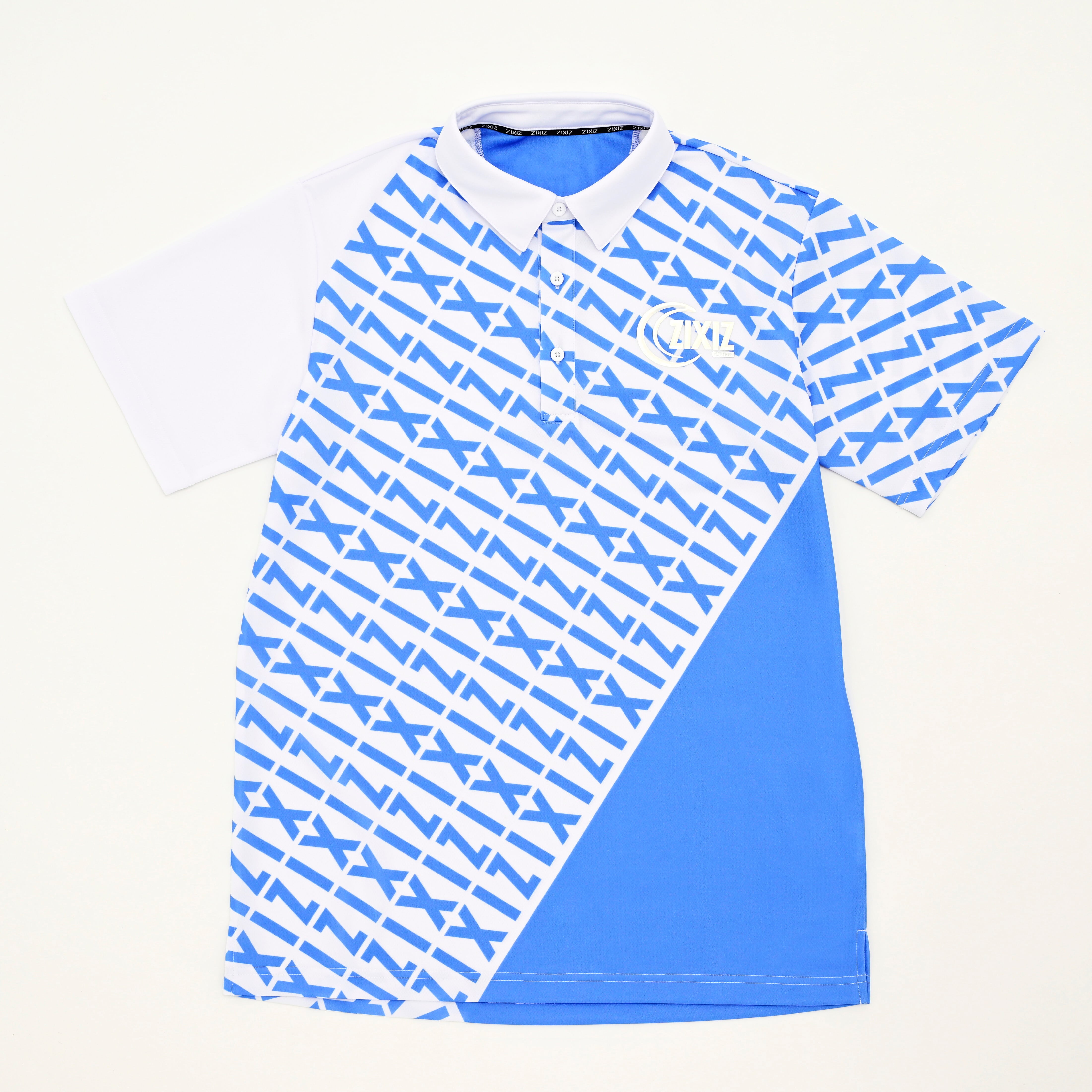 ブルーカラーZIXIZ柄【メンズ半袖ゴルフウエア】ZIXIZ-24PSSSM-BLWH ゴルフブランド
