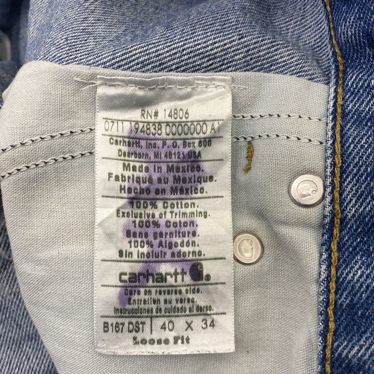 Carhartt デニムパンツ W40 カーハート ブルー ビッグサイズ コットン 