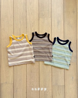 《予約/送料無料》multi stripe sleeveless tee / scoop