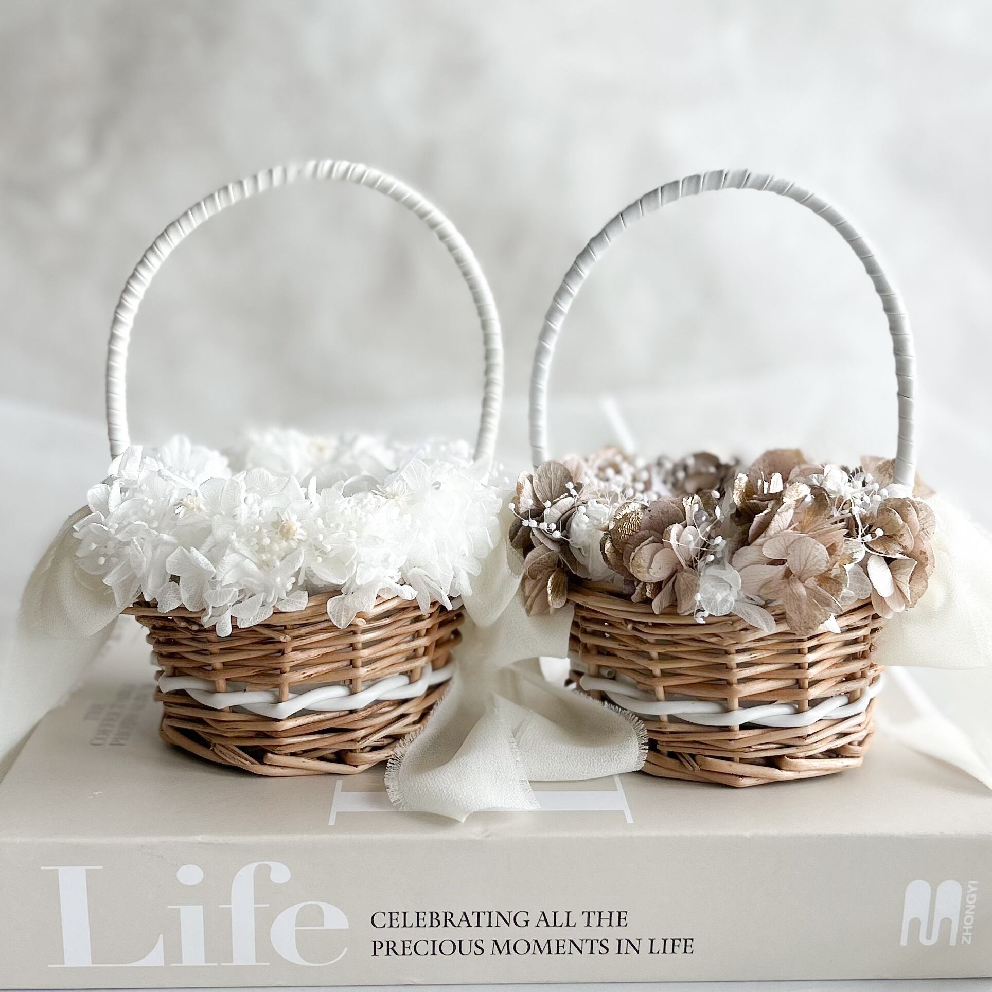 Rosepinkgold white ringpillowset (2人用)