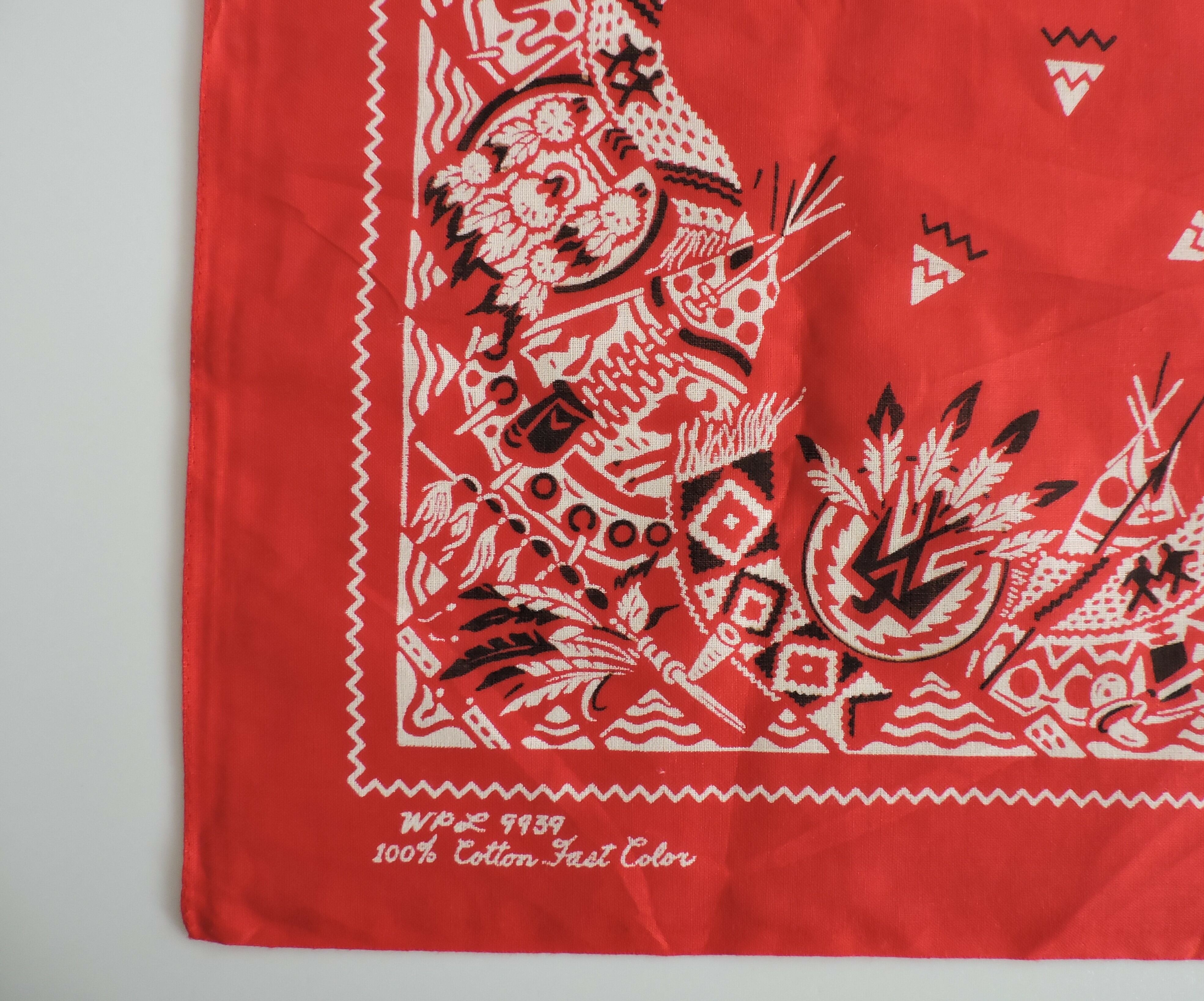 レア 版抜けDEAD STOCKバンダナ オフホワイト×ブラック USA製 VINTAGE BANDANA FAST COLOR ビンテージアメリカ製デッドストック 70s POLY TEES HAWAII ビンテージ ハワイ Tシャツ 初期ポリティー HANG