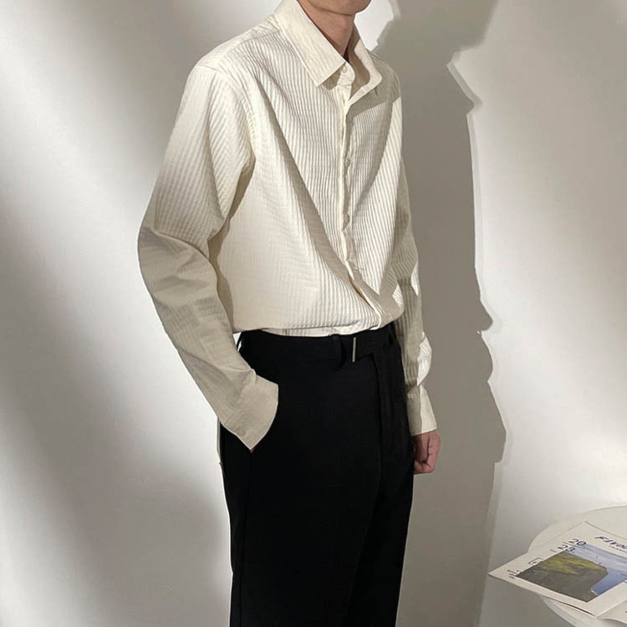 ワッフル調デザインシャツ　MT0160016